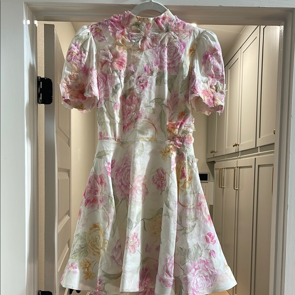 Floral Pink and White Kids Dress